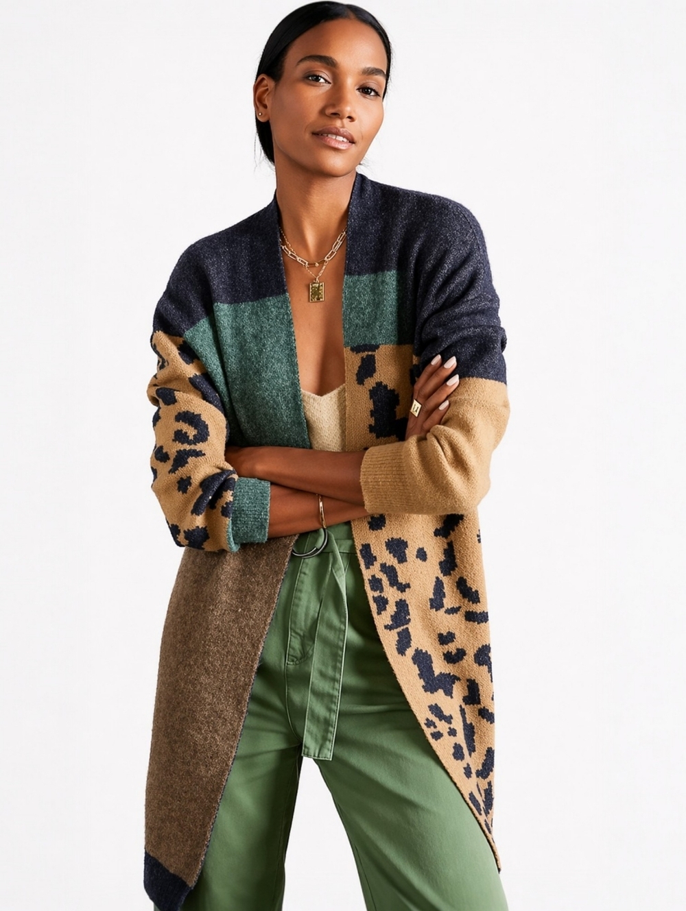 Anthropologie Pilcro Animal-Printed Duster Cardigan Sweater One Size